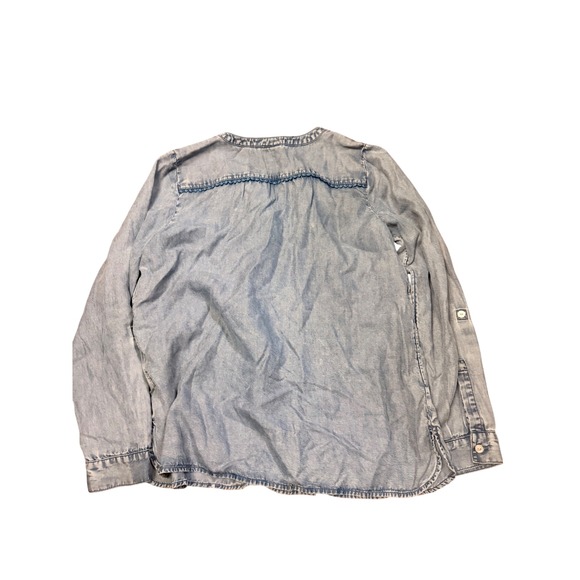 J. Jill Denim Tencel Henley Tunic Top Light Wash Blue Long Sleeve NWT XS - Picture 2 of 4